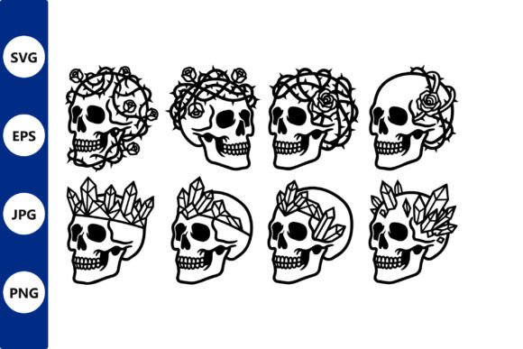Download Skull Crown Line Art Set - Premium Resources