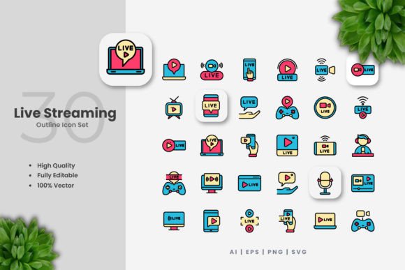 Download Live Streaming Colored Icons - Live streaming Collection