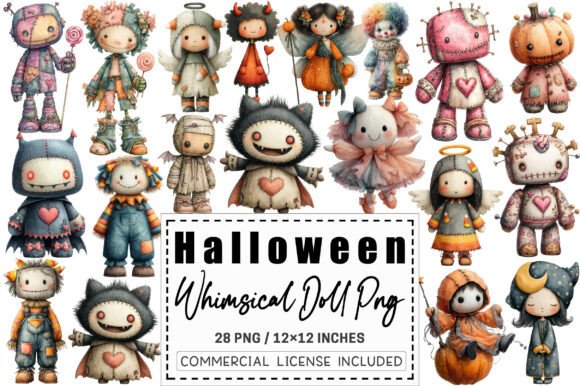 Download Whimsical Halloween Doll Sublimation. - Halloween doll Collection